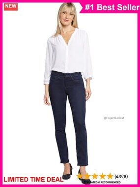 Petite Slim Fit High Rise Jeans Lift Tuck Slimming Five Pocket Stretch Denim